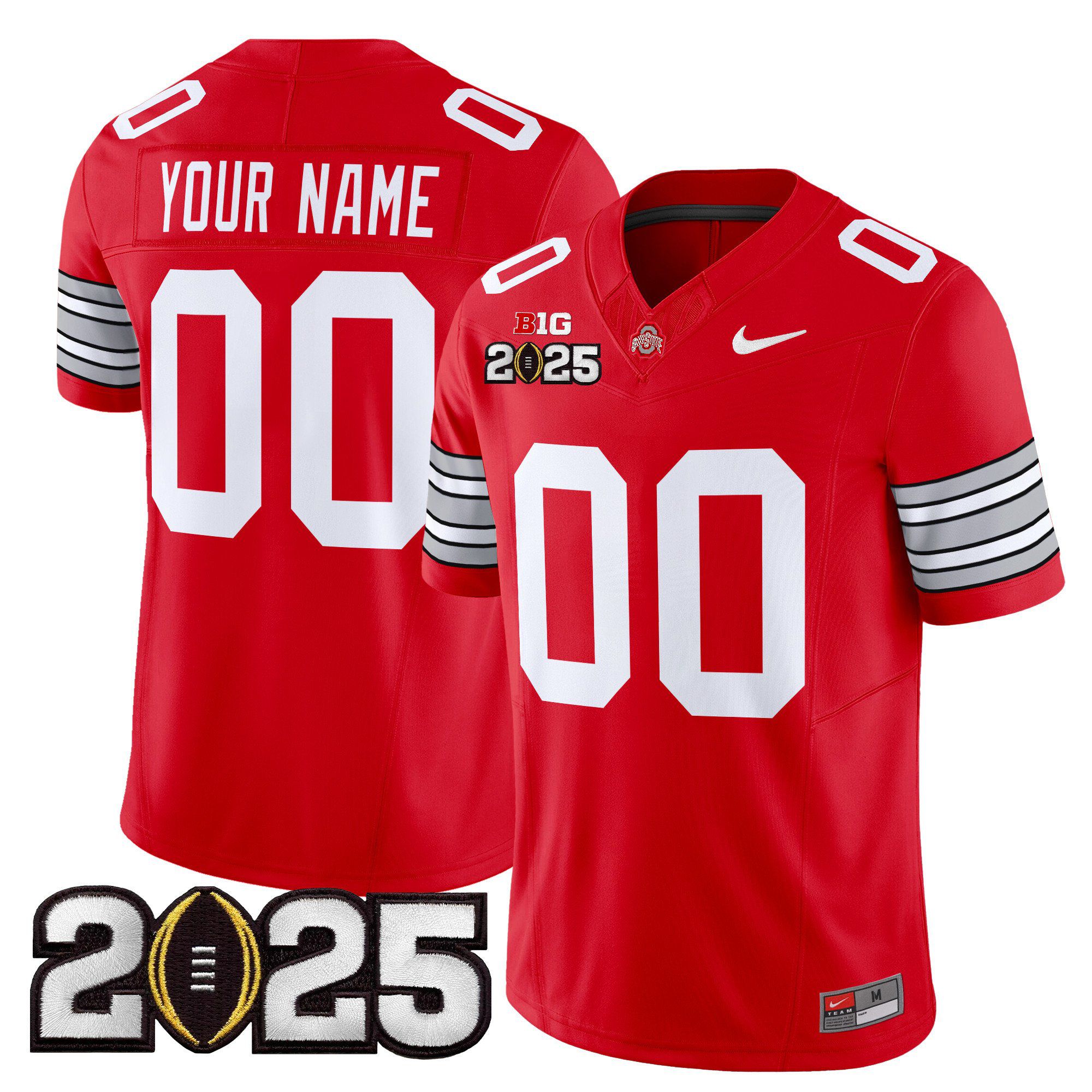 Men Ohio State Buckeyes Red 2025 CFP Final Patch Vapor Limited Custom NCAA Jersey